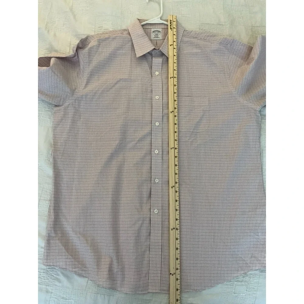 Brooks Brothers White base Red/Blue Micro Regent Dress Shirt 17.5 34/35 Non-Iron - Picture 8 of 9